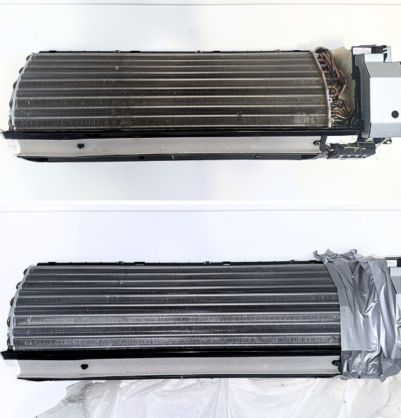 Heat pump coil before and after AirEffect clean